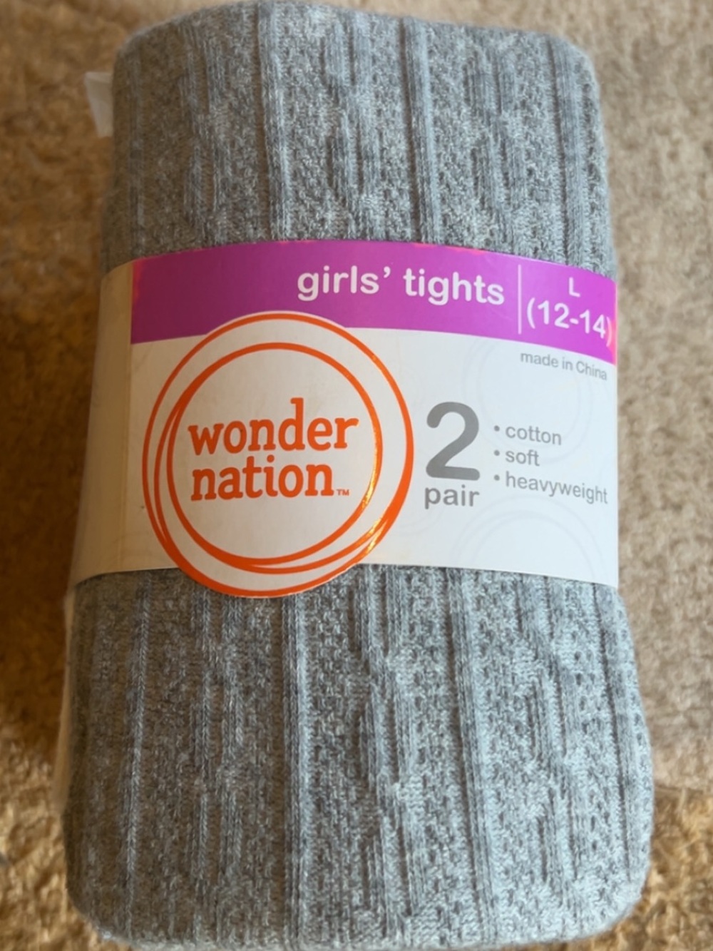 Girls Heavyweight Tights 2 pair Package